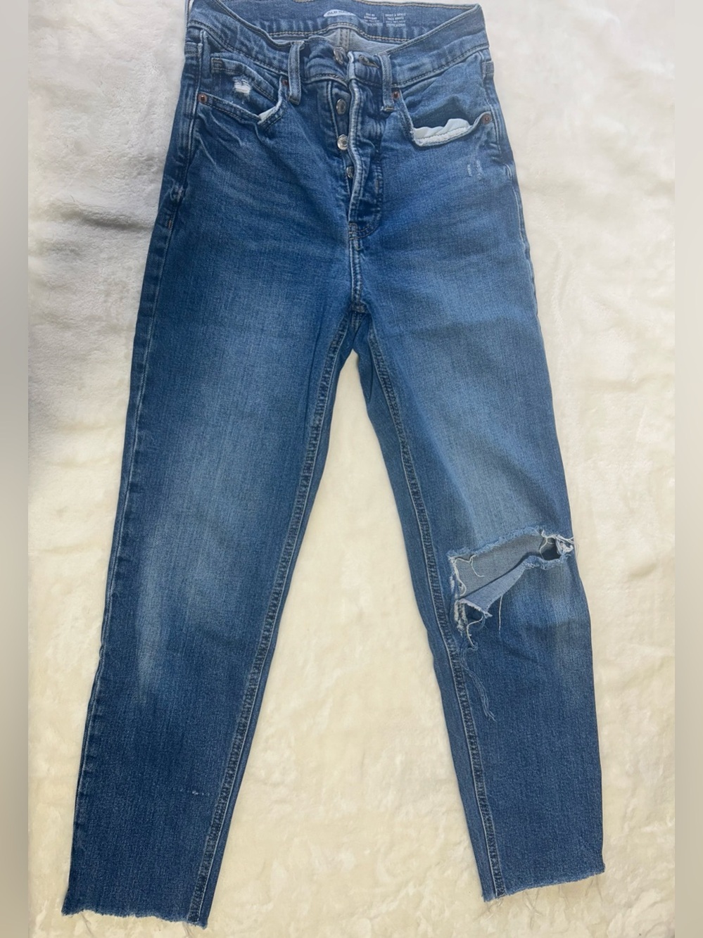 Sky High Straight Extra High Rise Button Up Jeans